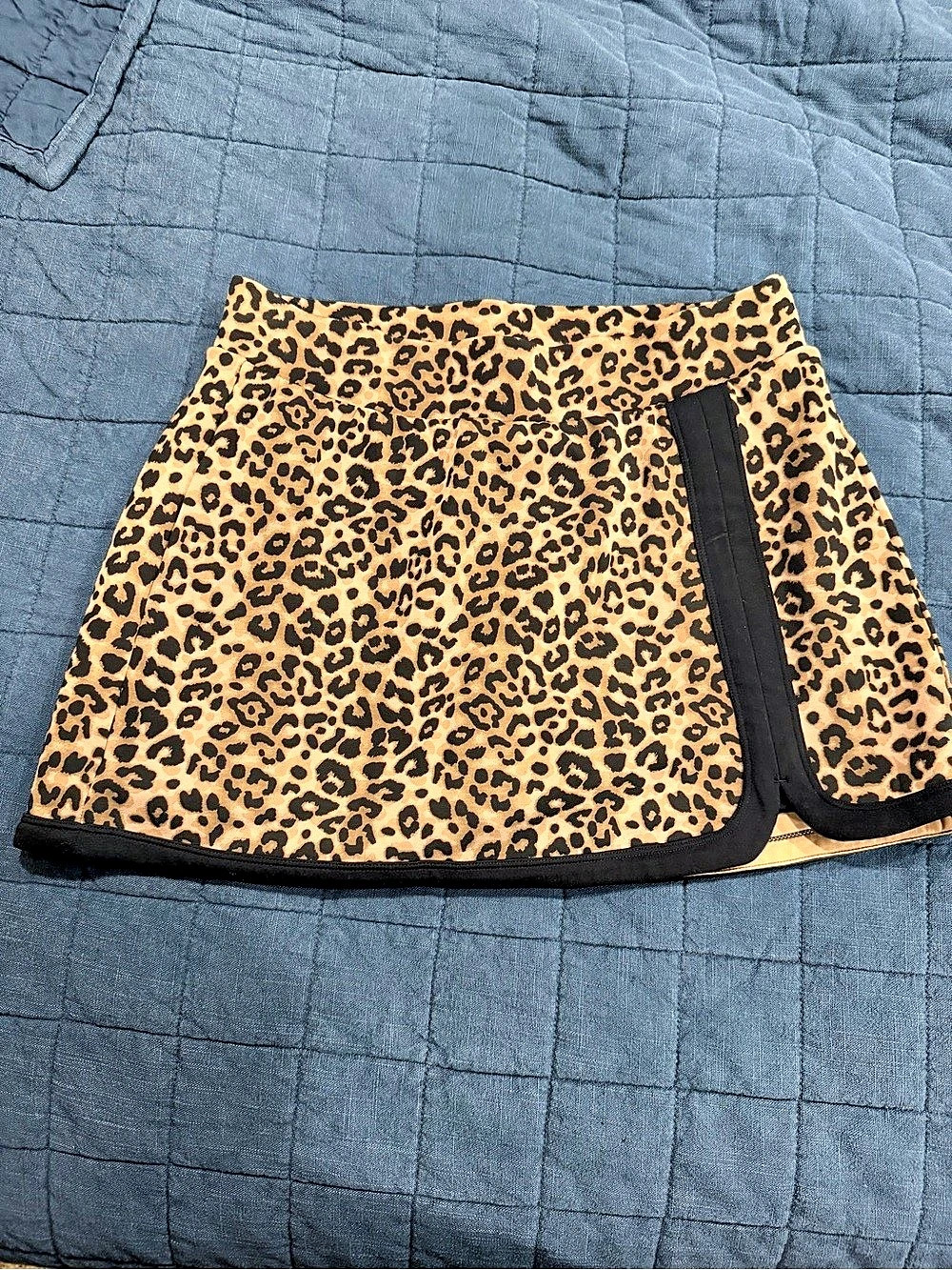 JoyLab Knit Piped High-Rise Skort Brown & Black Medium